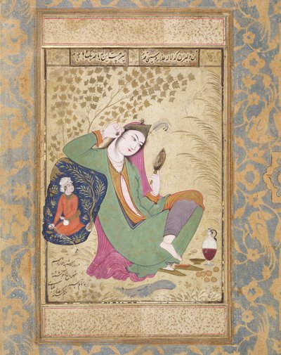 Dama con uno specchio, XVI/XVII secolo da Riza i Abbasi
